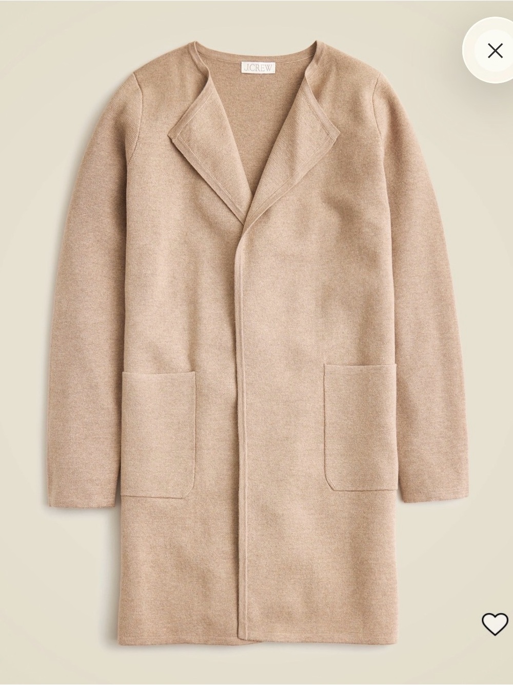 J Crew Juliette collarless cardigan
